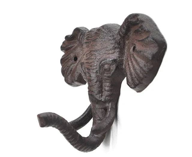Patères en fonte Bestiario, animaux, lot de 2 à 6, éléphant