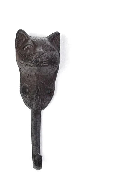 Patères en fonte Bestiario, animaux, lot de 2 à 6, tête de chat