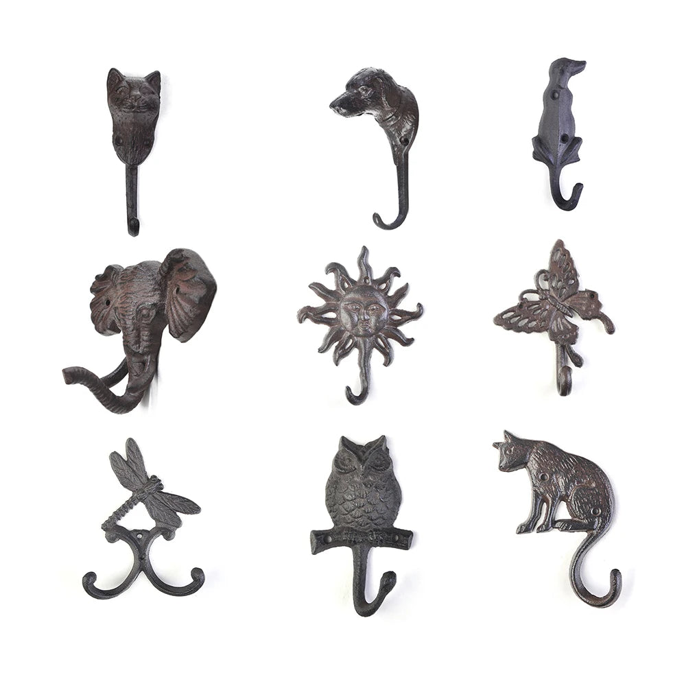 Patères en fonte Bestiario, animaux, lot de 2 à 6
