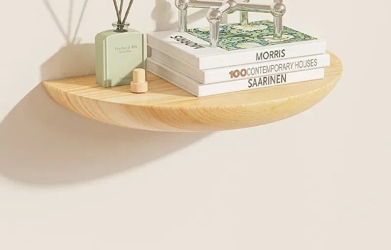 Étagère murale Luna, demi-cercle en bois massif