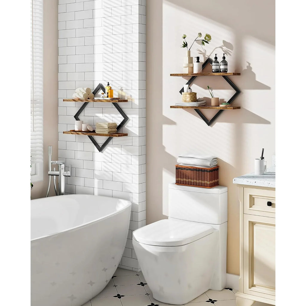 Étagères murales Rombetto, double losange, lot de 2