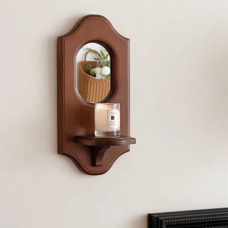 Étagère miroir Specchio, bois esprit vintage