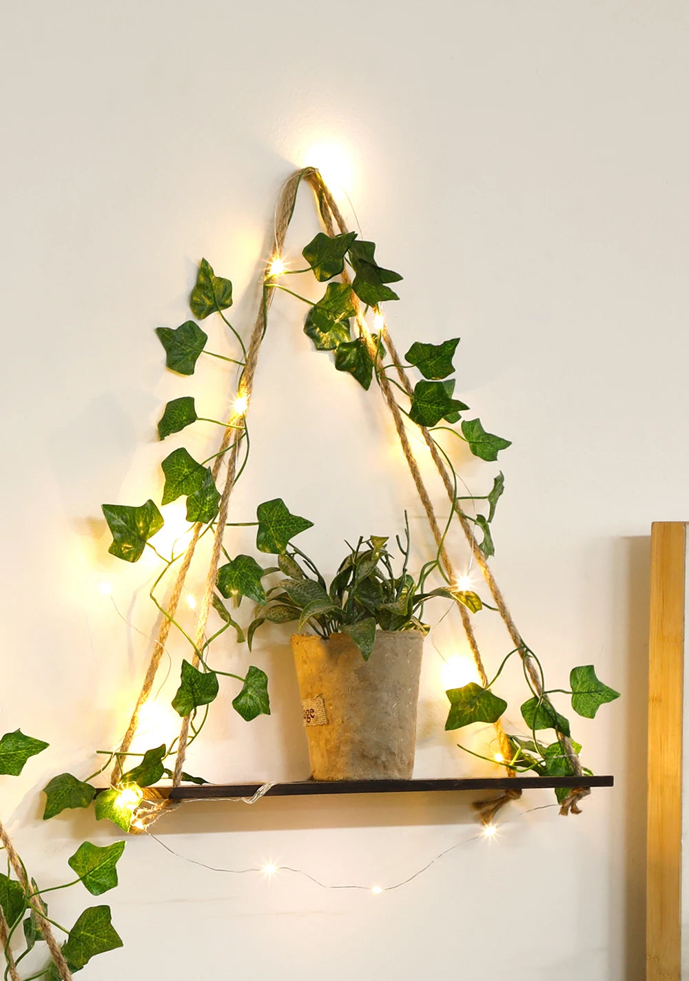Étagère Edera, feuillage artificiel et bande LED, vue 5