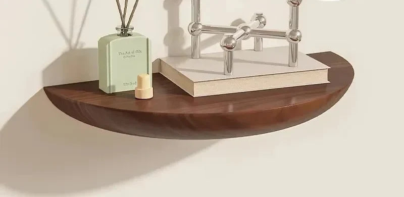 Étagère murale Luna, demi-cercle en bois massif