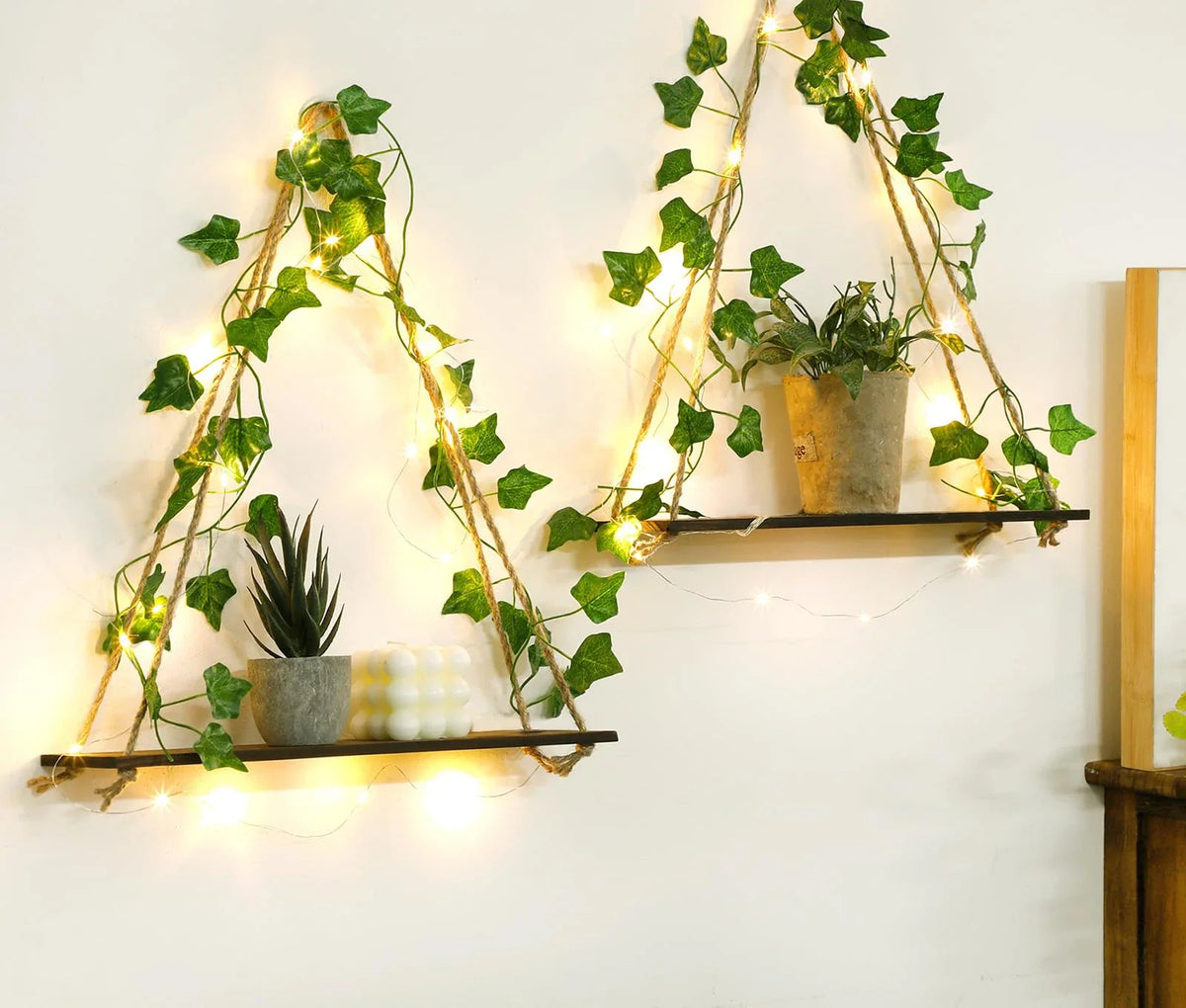 Étagère Edera, feuillage artificiel et bande LED, vue 8