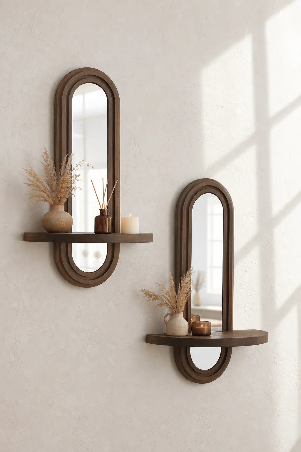 Miroir étagère Arco, arche en bois