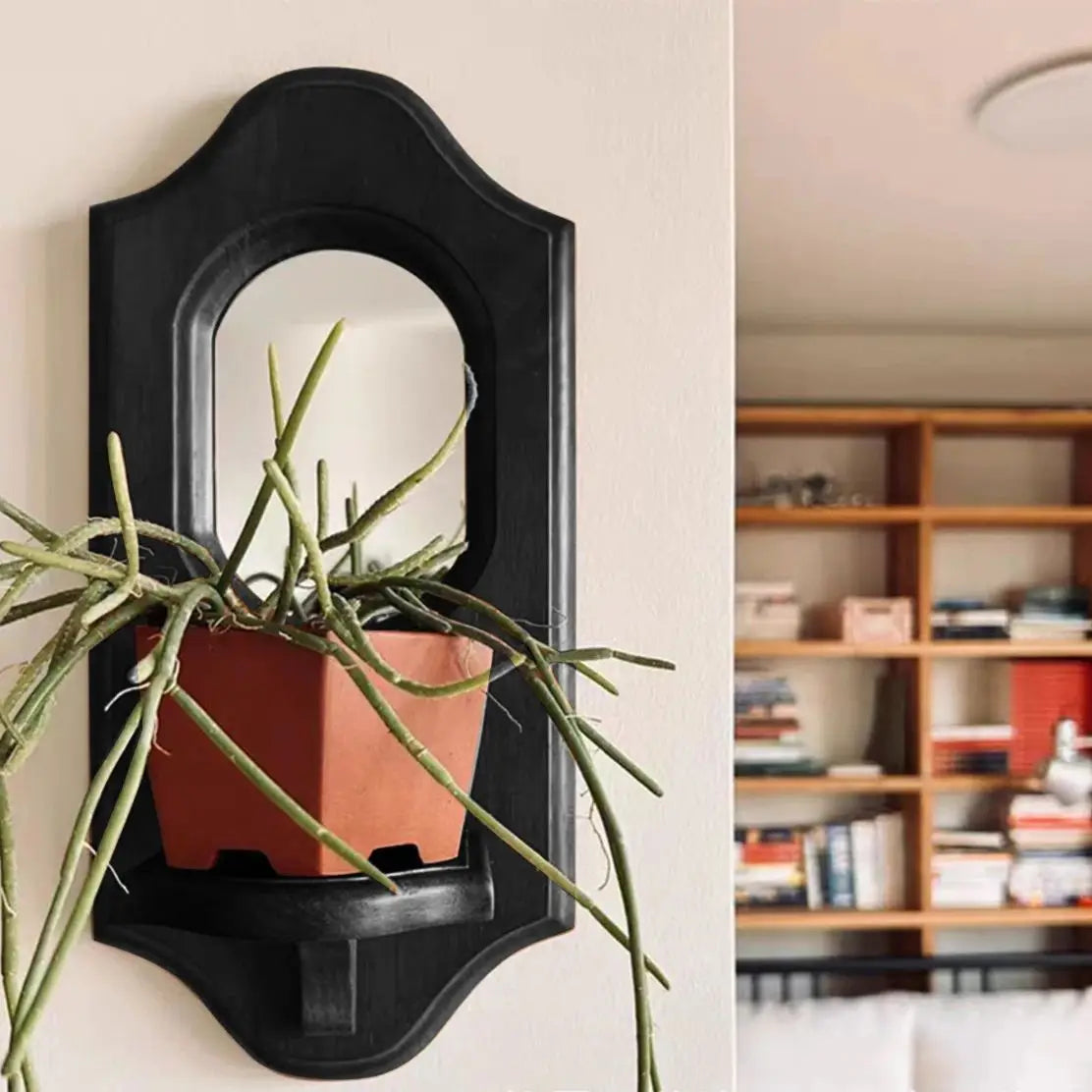 Étagère miroir Specchio, bois esprit vintage