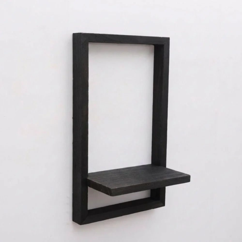 Étagère cadre Finestra, bois et cadre noir, 4 modèles