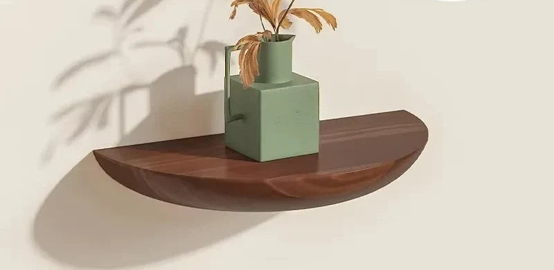 Étagère murale Luna, demi-cercle en bois massif