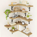 Étagère d'angle Cascata, 5 tablettes bois et équerres