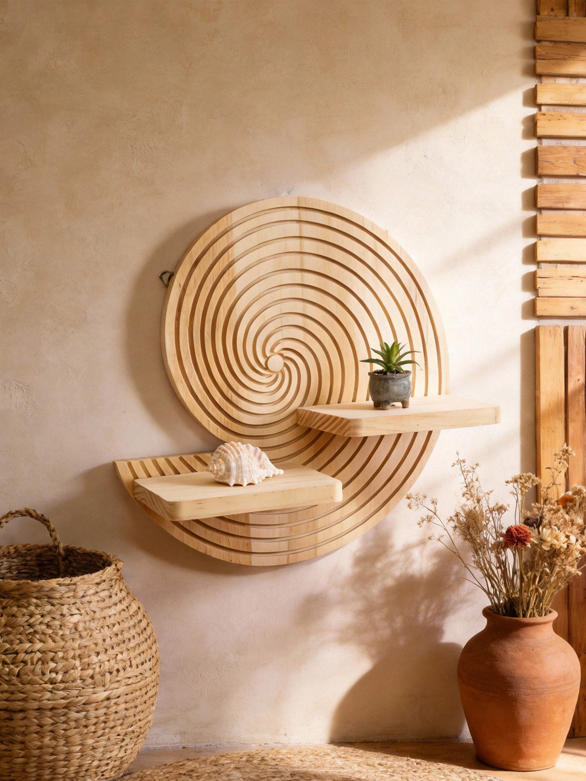 Étagère murale Conchiglia, coquillage ou spirale en bois