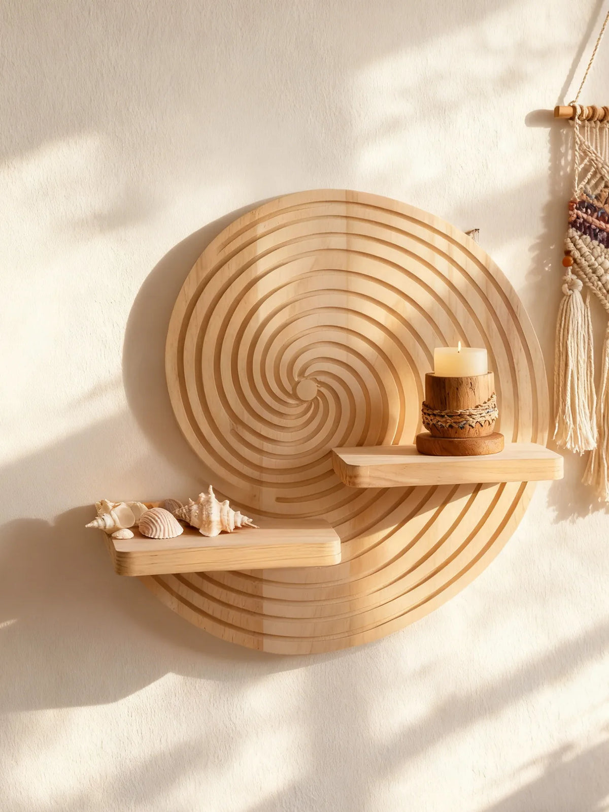 Étagère murale Conchiglia, coquillage ou spirale en bois