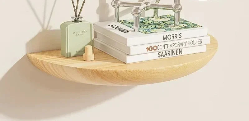 Étagère murale Luna, demi-cercle en bois massif