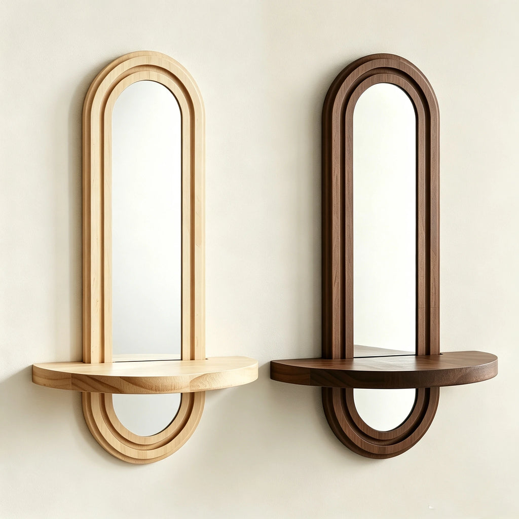 Miroir étagère Arco, arche en bois