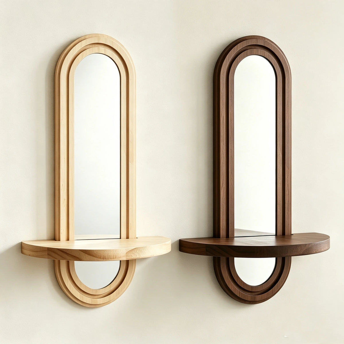 Miroir étagère Arco, arche en bois