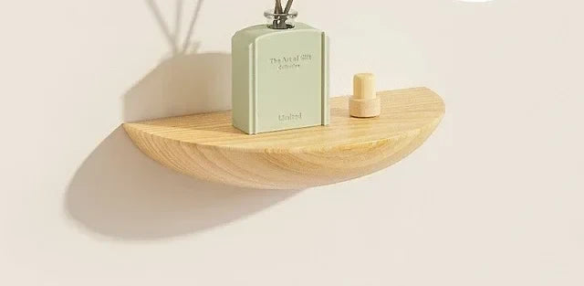 Étagère murale Luna, demi-cercle en bois massif