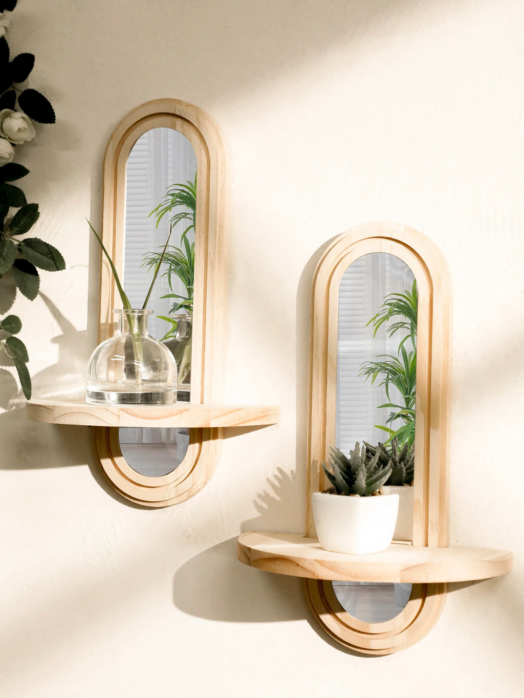 Miroir étagère Arco, arche en bois