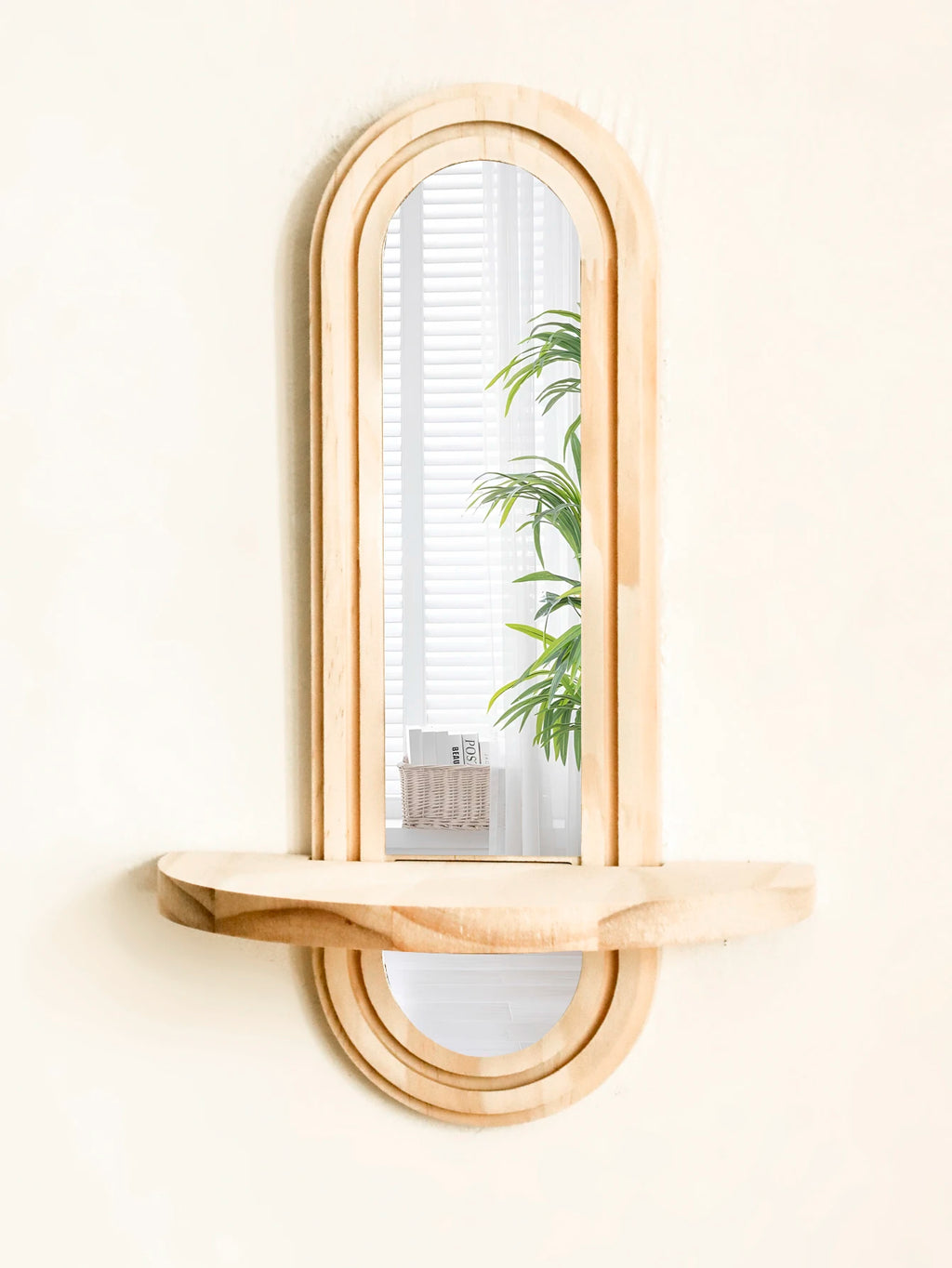 Miroir étagère Arco, arche en bois