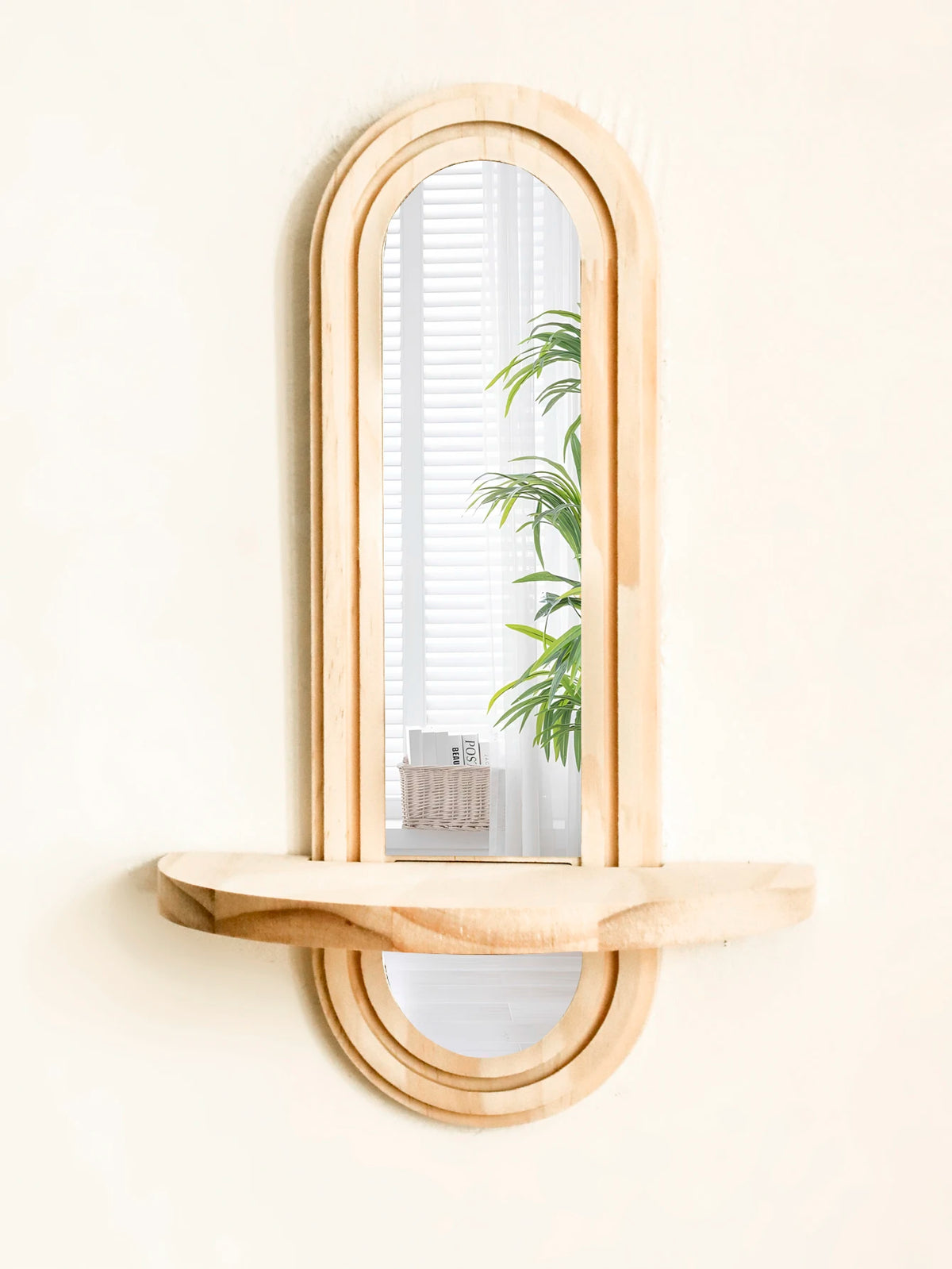 Miroir étagère Arco, arche en bois