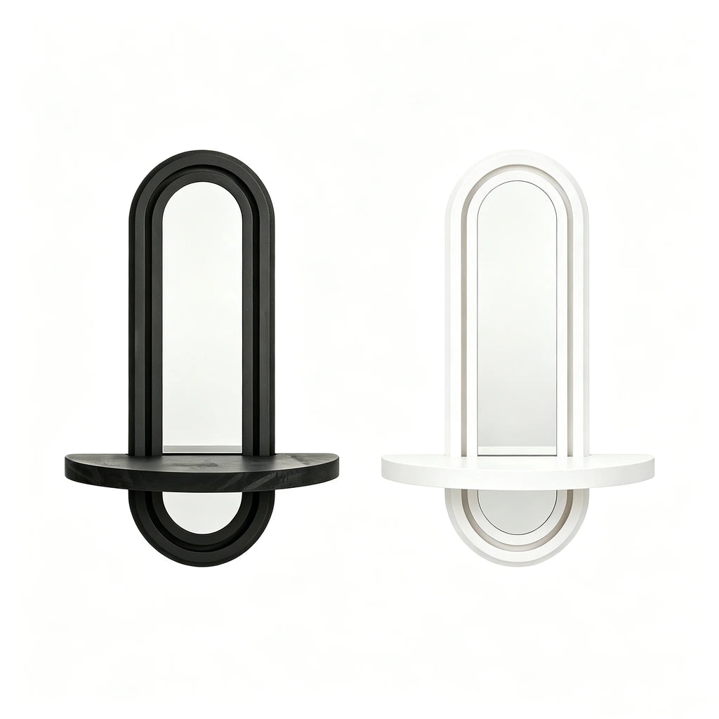 Miroir étagère Arco, arche en bois