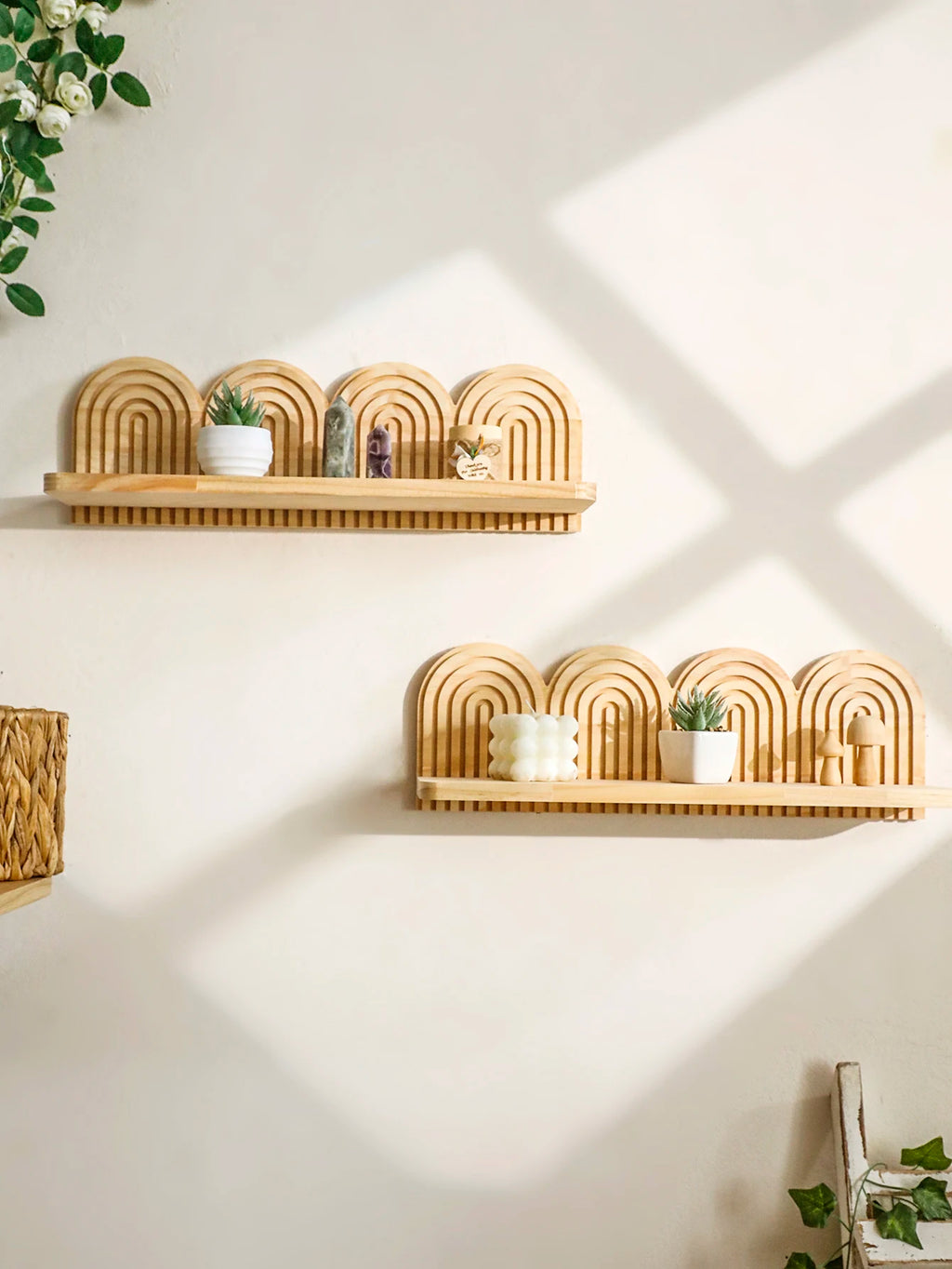 Étagère murale Arca, arche en bois naturel, vue 3