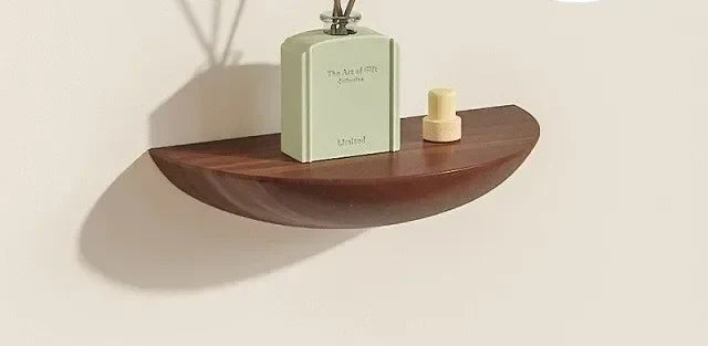 Étagère murale Luna, demi-cercle en bois massif