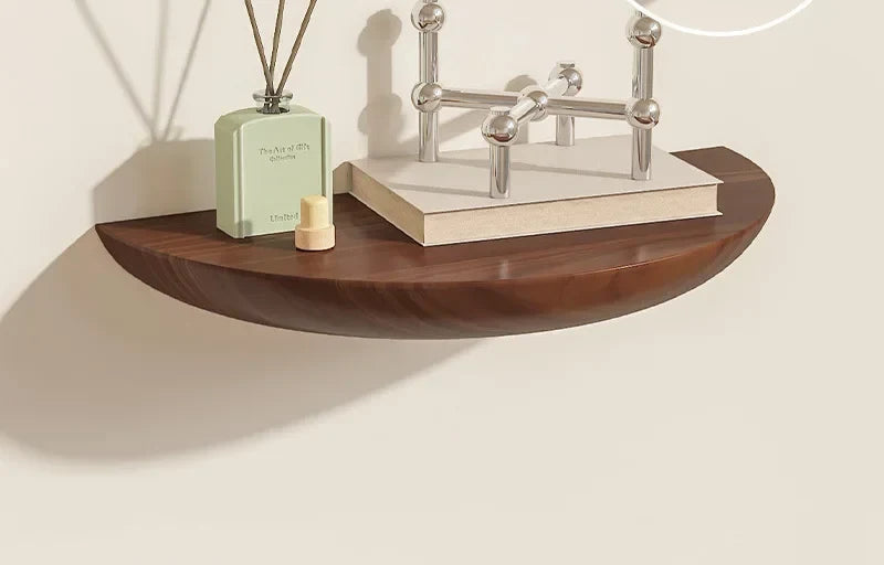 Étagère murale Luna, demi-cercle en bois massif