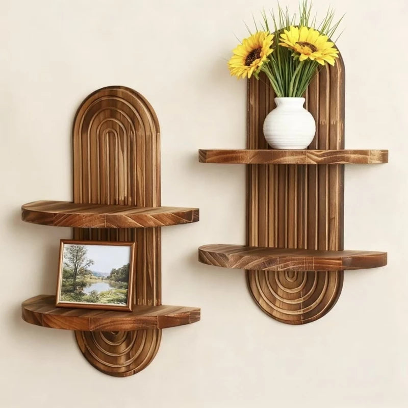 Étagère murale Nolia, bois massif, esprit bohème, vue 5